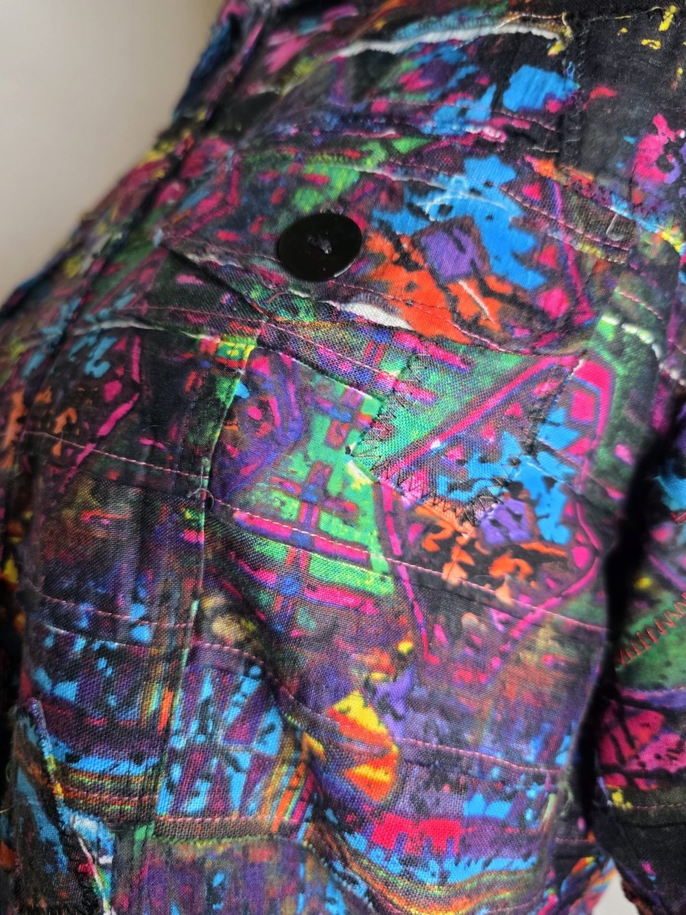 Chico's VINTAGE Black Neon Abstract Patchwork Jacket. Rare Find - Picture 3 of 8